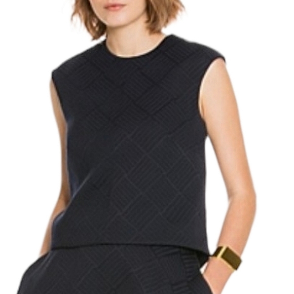 Country Road Tops - Country Road Navy Blue Textured Structured Crop Top Size L